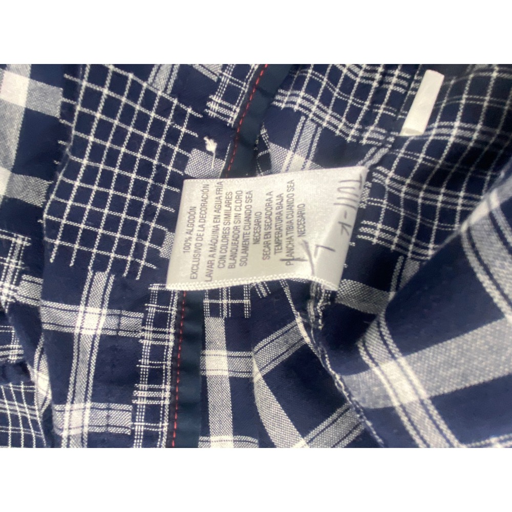 Club Room Mens Size XL Blue/ White Plaid Patchwork Long Sleeve Button Down Shirt - Picture 11 of 12